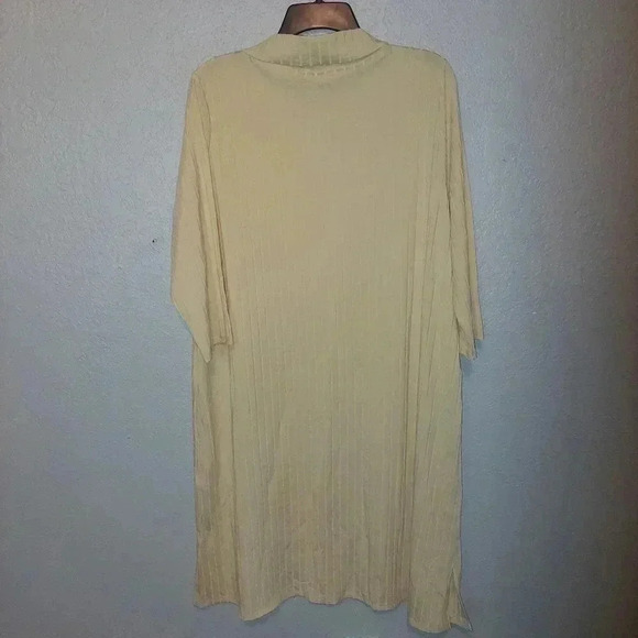Eileen Fisher Dress Women’s Yellow XL Ribbed Mock Neck Tencel Stretch Casual - Picture 3 of 7